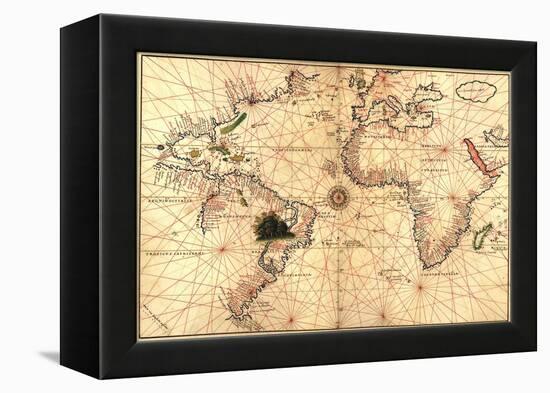 1544 Nautical Map of the Atlantic Ocean-null-Framed Stretched Canvas