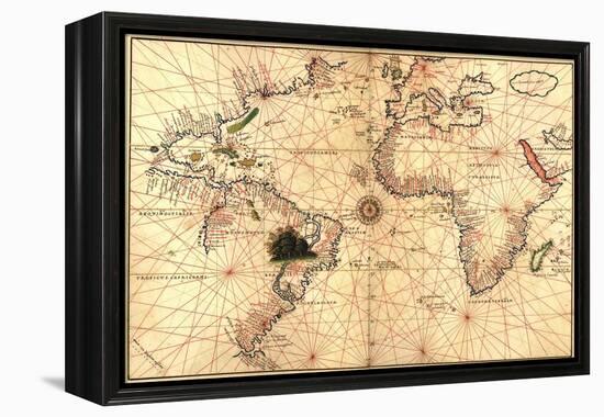 1544 Nautical Map of the Atlantic Ocean-null-Framed Stretched Canvas