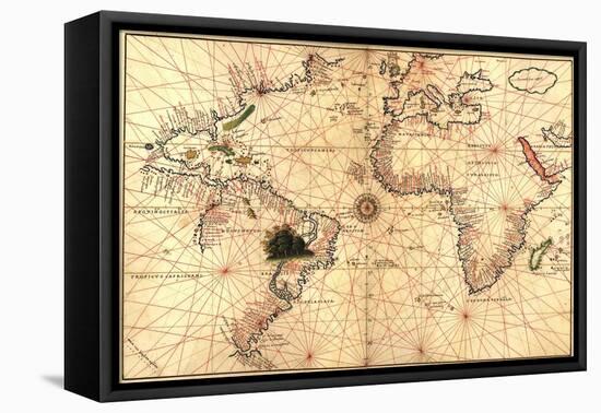 1544 Nautical Map of the Atlantic Ocean-null-Framed Stretched Canvas