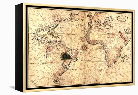 1544 Nautical Map of the Atlantic Ocean-null-Framed Stretched Canvas