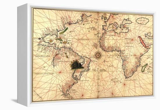 1544 Nautical Map of the Atlantic Ocean-null-Framed Stretched Canvas