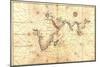 1544 Nautical Map of the Indian Ocean with Terra Incognito or Unknown Land-null-Mounted Art Print