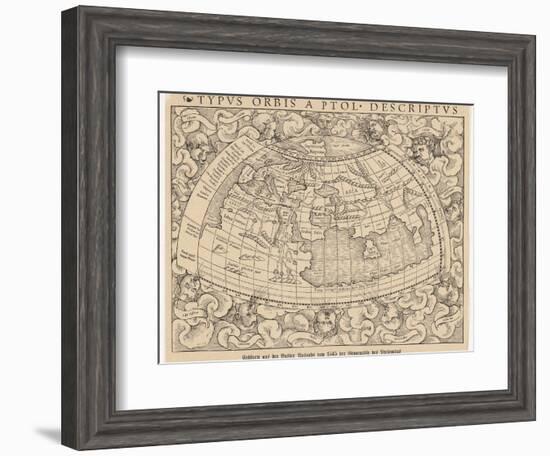 1545 Map from Basel Switzerland Depicting the World as Known to Ptolemy in the 2nd Century-null-Framed Photographic Print