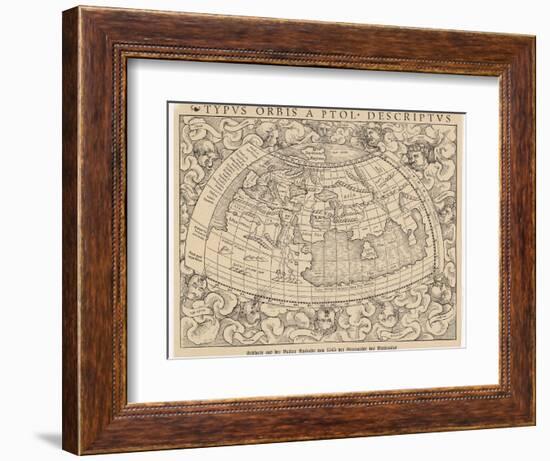 1545 Map from Basel Switzerland Depicting the World as Known to Ptolemy in the 2nd Century-null-Framed Photographic Print