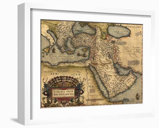 1570 Map of Asia Minor, Then the Ottoman Empire, from Abraham Ortelius' Atlas-null-Framed Art Print