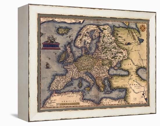 1570 Map of Europe. from Abraham Ortelius' Atlas, Theatrvm Orbis Terrarvm-null-Framed Stretched Canvas