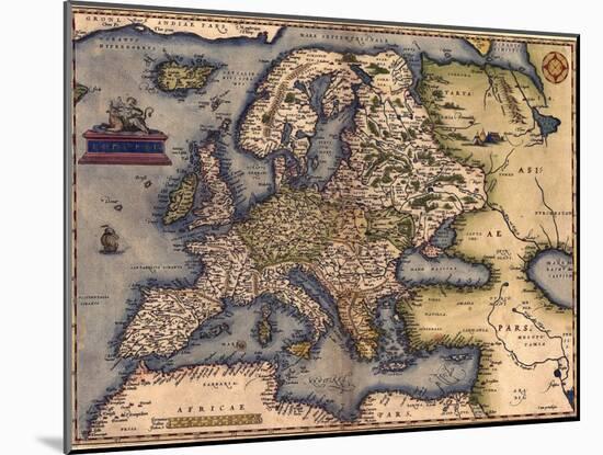 1570 Map of Europe. from Abraham Ortelius' Atlas, Theatrvm Orbis Terrarvm-null-Mounted Art Print