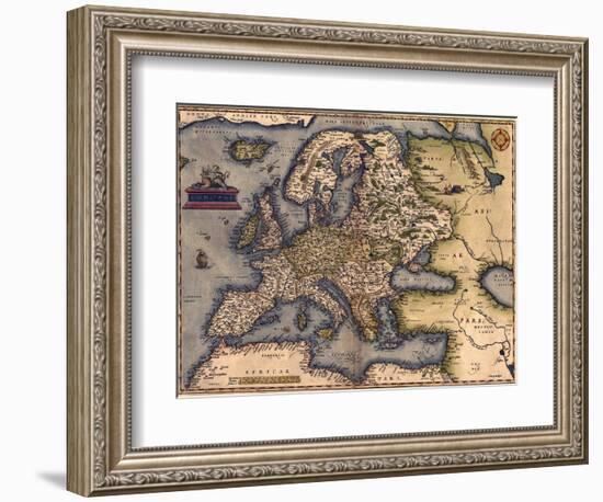 1570 Map of Europe. from Abraham Ortelius' Atlas, Theatrvm Orbis Terrarvm-null-Framed Art Print