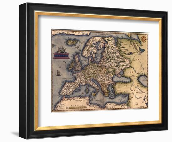 1570 Map of Europe. from Abraham Ortelius' Atlas, Theatrvm Orbis Terrarvm-null-Framed Art Print