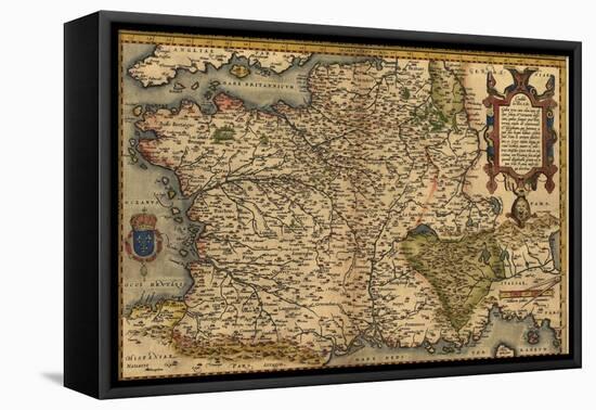 1570 Map of France. from Abraham Ortelius, Theatrvm Orbis Terrarvm-null-Framed Stretched Canvas