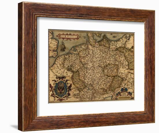 1570 Map of German States, from Abraham Ortelius, Theatrvm Orbis Terrarvm-null-Framed Art Print