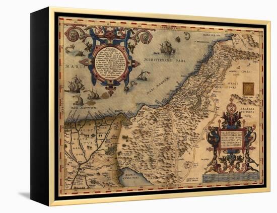 1570 Map of Palestine, from Abraham Ortelius' Atlas-null-Framed Stretched Canvas