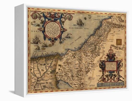 1570 Map of Palestine, from Abraham Ortelius' Atlas-null-Framed Stretched Canvas