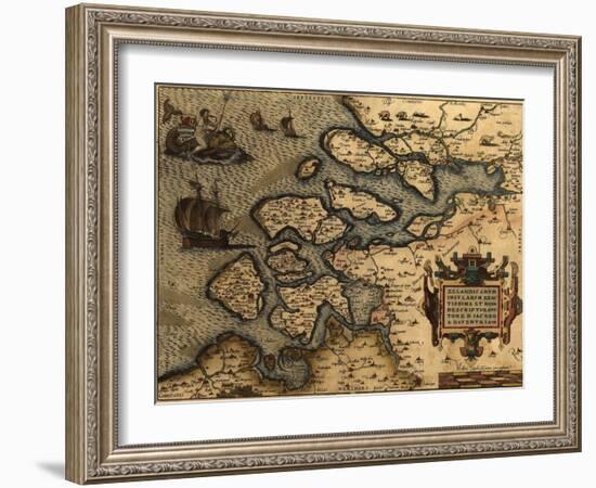 1570 Map of Zeeland. from Abraham Ortelius' Atlas, Theatrvm Orbis Terrarvm-null-Framed Photo