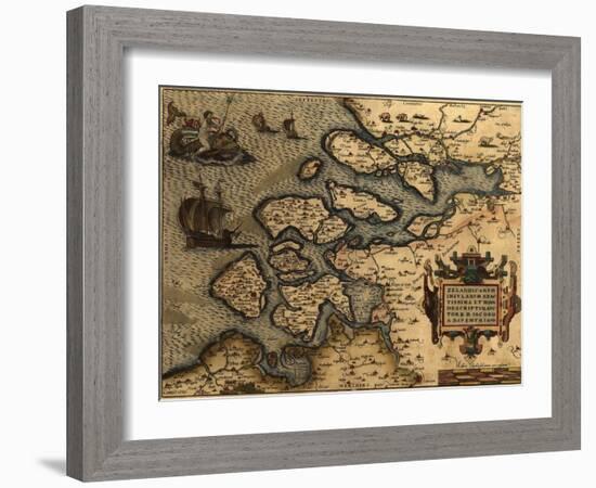 1570 Map of Zeeland. from Abraham Ortelius' Atlas, Theatrvm Orbis Terrarvm-null-Framed Photo