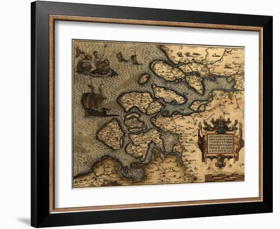 1570 Map of Zeeland. from Abraham Ortelius' Atlas, Theatrvm Orbis Terrarvm-null-Framed Photo