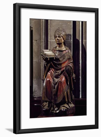 15th Century Painted Wooden Statue, Depicting St Germain L'Auxerrois, Paris, France-null-Framed Giclee Print