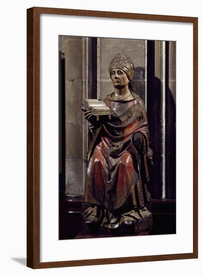 15th Century Painted Wooden Statue, Depicting St Germain L'Auxerrois, Paris, France-null-Framed Giclee Print