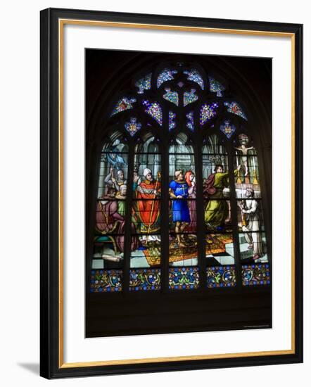 15th Century Stained Glass Window in the Cathedrale St-Corentin, Southern Finistere, France-Amanda Hall-Framed Photographic Print