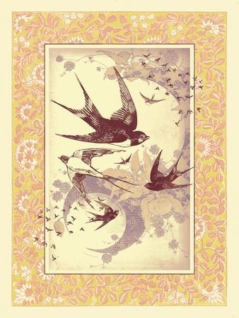 Vintage Swallows' Art Print - 16.0 | Art.com