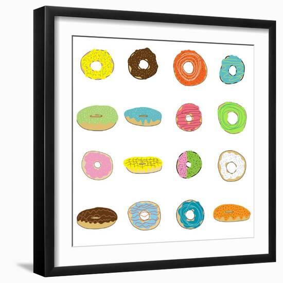 16 Donuts on White-Jan Weiss-Framed Art Print