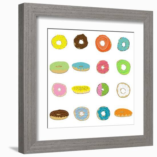 16 Donuts on White-Jan Weiss-Framed Art Print