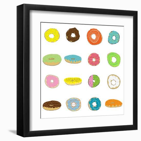 16 Donuts on White-Jan Weiss-Framed Art Print