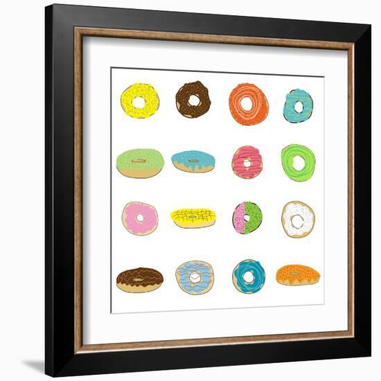 16 Donuts on White-Jan Weiss-Framed Art Print