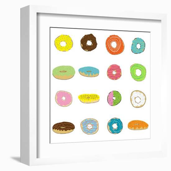 16 Donuts on White-Jan Weiss-Framed Art Print