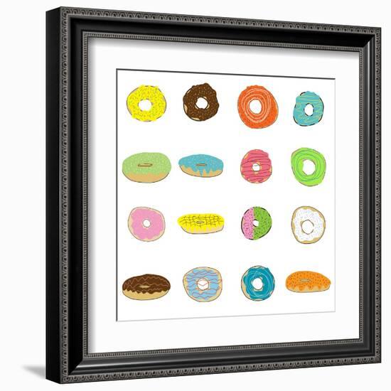 16 Donuts on White-Jan Weiss-Framed Art Print