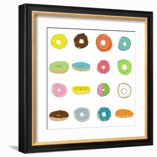 16 Donuts on White-Jan Weiss-Framed Art Print