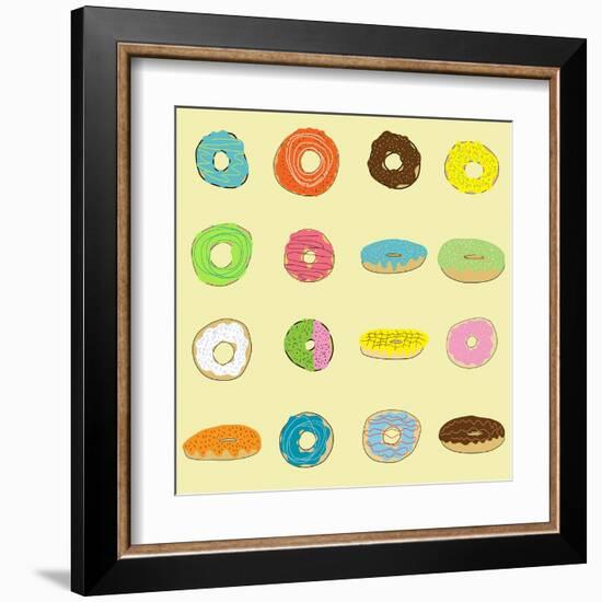 16 Donuts on Yellow-Jan Weiss-Framed Art Print