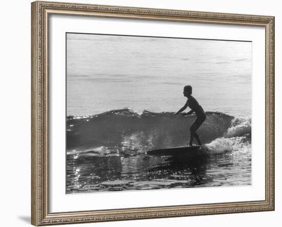 16 Yr. Old Surfer Kathy Kohner Riding a Wave-Allan Grant-Framed Premium Photographic Print