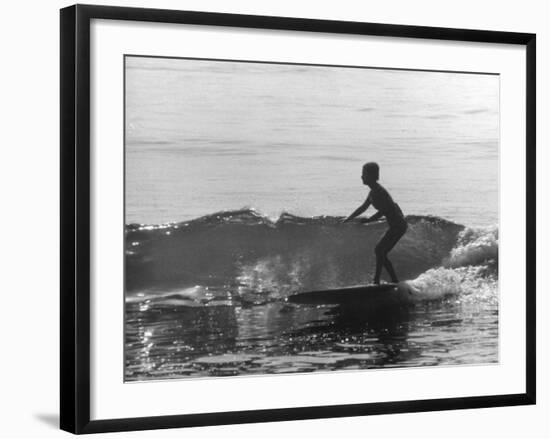 16 Yr. Old Surfer Kathy Kohner Riding a Wave-Allan Grant-Framed Premium Photographic Print