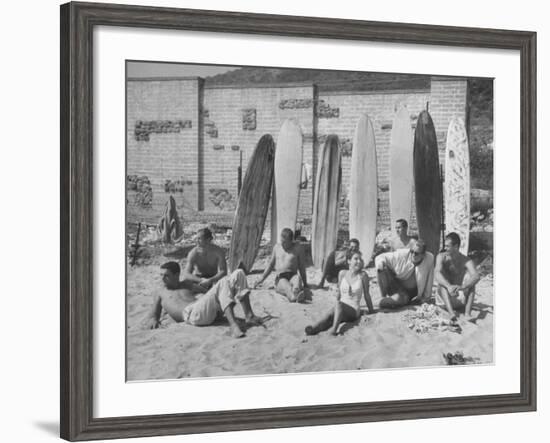 16 Yr. Old Surfer Kathy Kohner, with Her Friends-Allan Grant-Framed Premium Photographic Print