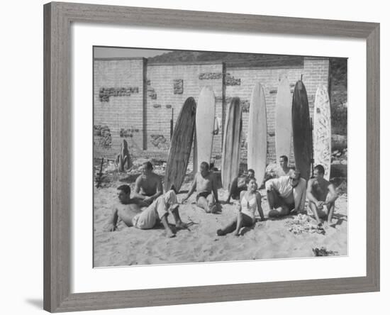 16 Yr. Old Surfer Kathy Kohner, with Her Friends-Allan Grant-Framed Premium Photographic Print