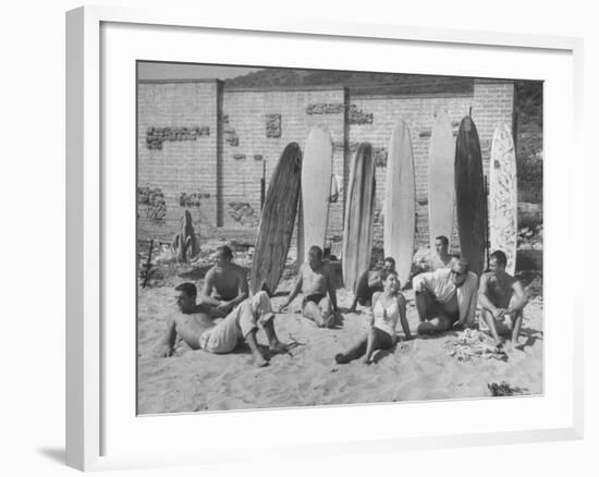 16 Yr. Old Surfer Kathy Kohner, with Her Friends-Allan Grant-Framed Premium Photographic Print