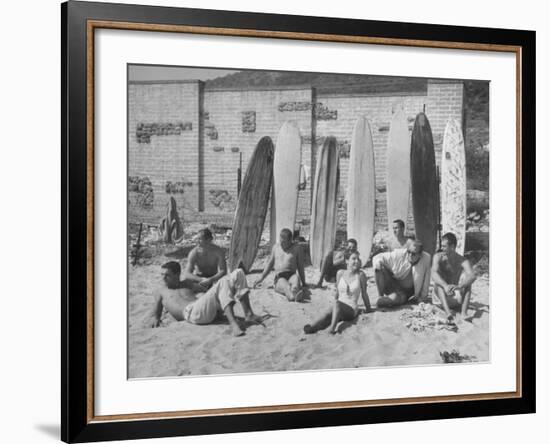 16 Yr. Old Surfer Kathy Kohner, with Her Friends-Allan Grant-Framed Premium Photographic Print