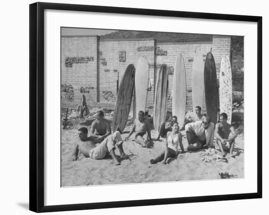 16 Yr. Old Surfer Kathy Kohner, with Her Friends-Allan Grant-Framed Premium Photographic Print