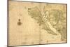 1650 Map of Baja California and Northwest Mexico, Showing California as an Island-null-Mounted Art Print