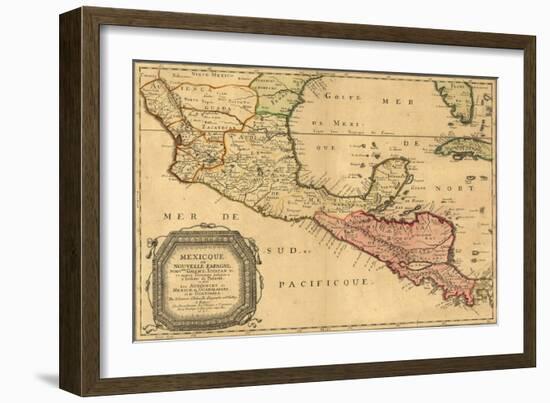 1656 Map of Central America and Mexico, Showing Many Modern Place Names and Boundaries-null-Framed Art Print