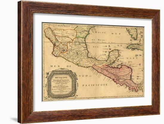 1656 Map of Central America and Mexico, Showing Many Modern Place Names and Boundaries-null-Framed Art Print