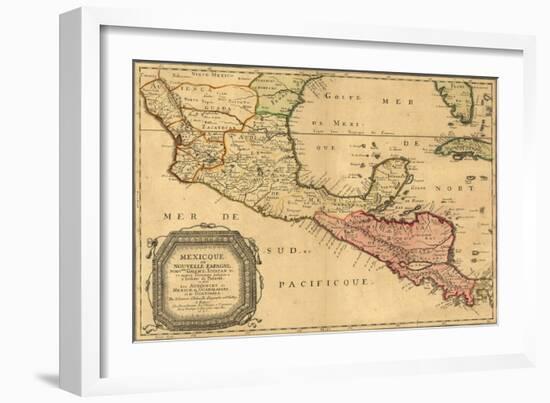 1656 Map of Central America and Mexico, Showing Many Modern Place Names and Boundaries-null-Framed Art Print