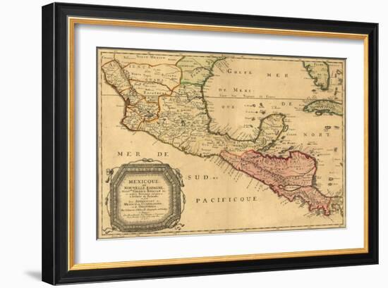 1656 Map of Central America and Mexico, Showing Many Modern Place Names and Boundaries-null-Framed Art Print