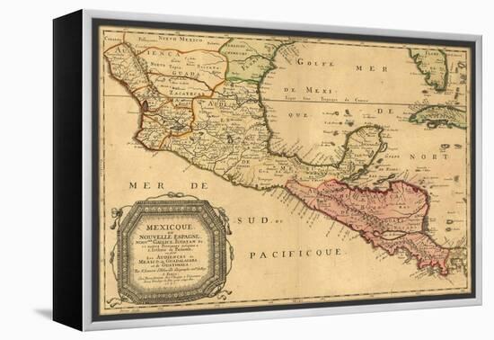 1656 Map of Central America and Mexico, Showing Many Modern Place Names and Boundaries-null-Framed Stretched Canvas