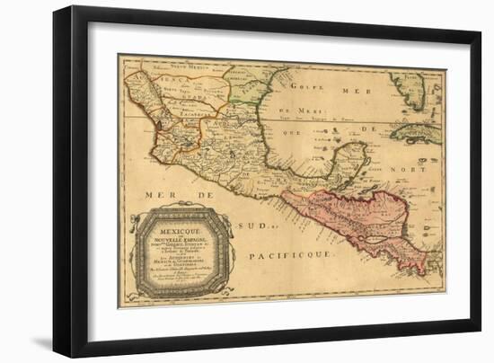 1656 Map of Central America and Mexico, Showing Many Modern Place Names and Boundaries-null-Framed Premium Giclee Print
