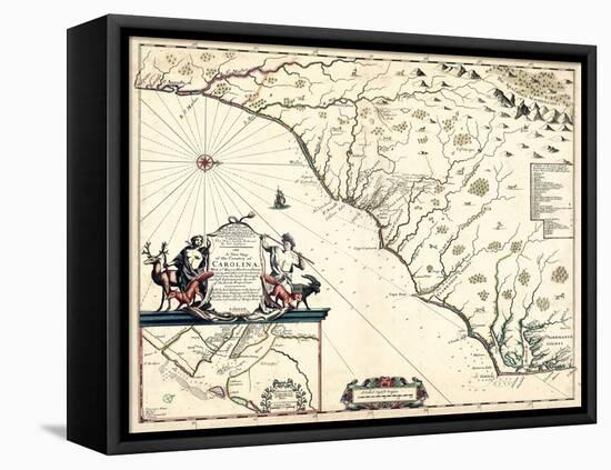 1682, North Carolina and South Carolina State Map, North Carolina, United States-null-Framed Premier Image Canvas