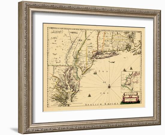 1690, New England, Connecticut, Maine, Massachusetts, New Hampshire, New Jersey, New York-null-Framed Giclee Print