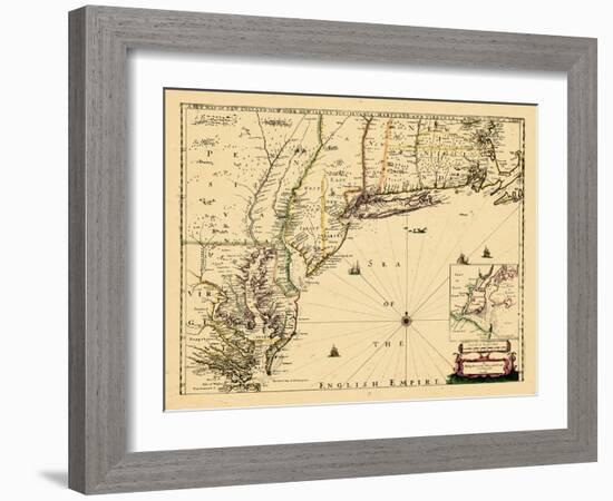 1690, New England, Connecticut, Maine, Massachusetts, New Hampshire, New Jersey, New York-null-Framed Giclee Print