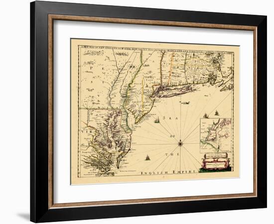 1690, New England, Connecticut, Maine, Massachusetts, New Hampshire, New Jersey, New York-null-Framed Giclee Print